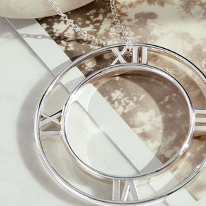 Tiffany & Co Atlas Round Pendant Necklace Sterling 18"